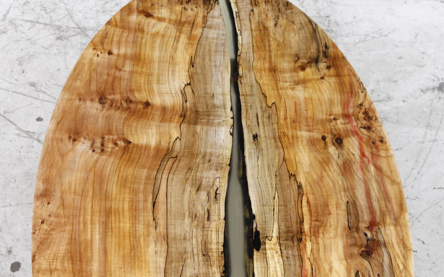 Handcrafted 53 In. Clear Resin River Maple Tapered Legs Oval Coffee Table 8 Handcrafted 53 In. Clear Resin River Maple Tapered Legs Oval Coffee Table - Image 6