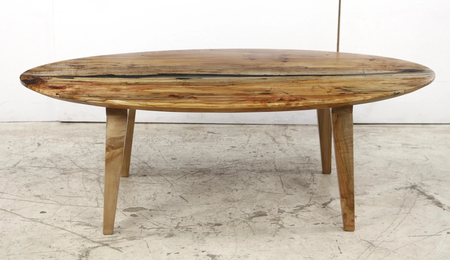 Handcrafted 53 In. Clear Resin River Maple Tapered Legs Oval Coffee Table 10 Handcrafted 53 In. Clear Resin River Maple Tapered Legs Oval Coffee Table - Image 8