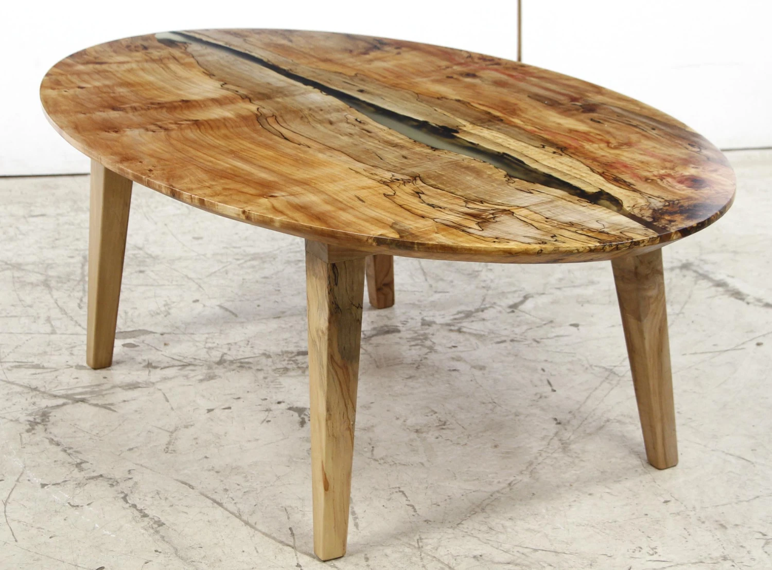 Handcrafted 53 In. Clear Resin River Maple Tapered Legs Oval Coffee Table 12 Handcrafted 53 In. Clear Resin River Maple Tapered Legs Oval Coffee Table - Image 10