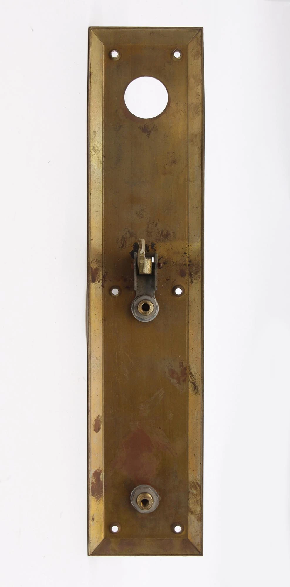 Vintage 14.5 In. Polished Brass Entry Door Pull With Cylinder Lock Insert & Thumb Latch 8 Vintage 14.5 In. Polished Brass Entry Door Pull With Cylinder Lock Insert & Thumb Latch - Image 6