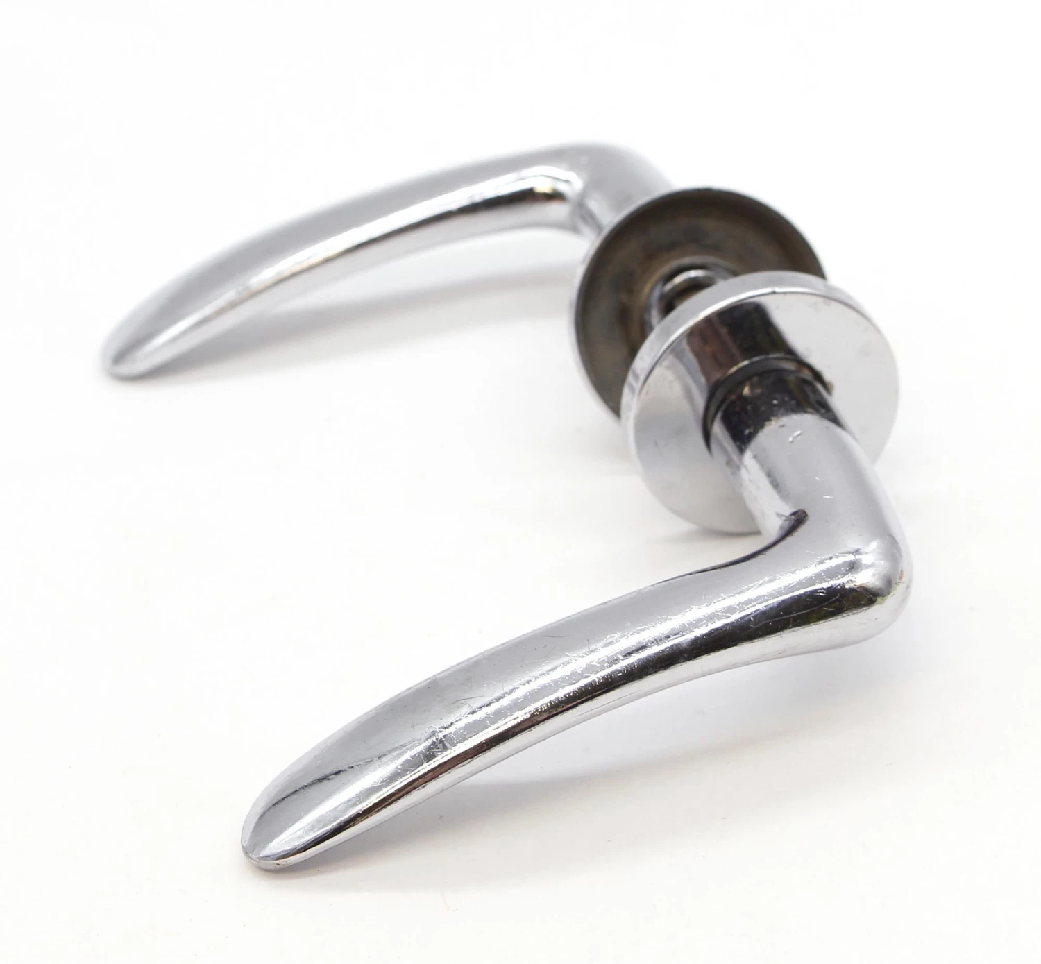 Modern Vintage Sleek Chrome Plated Brass Lever Door Knob Set 9 Modern Vintage Sleek Chrome Plated Brass Lever Door Knob Set - Image 7