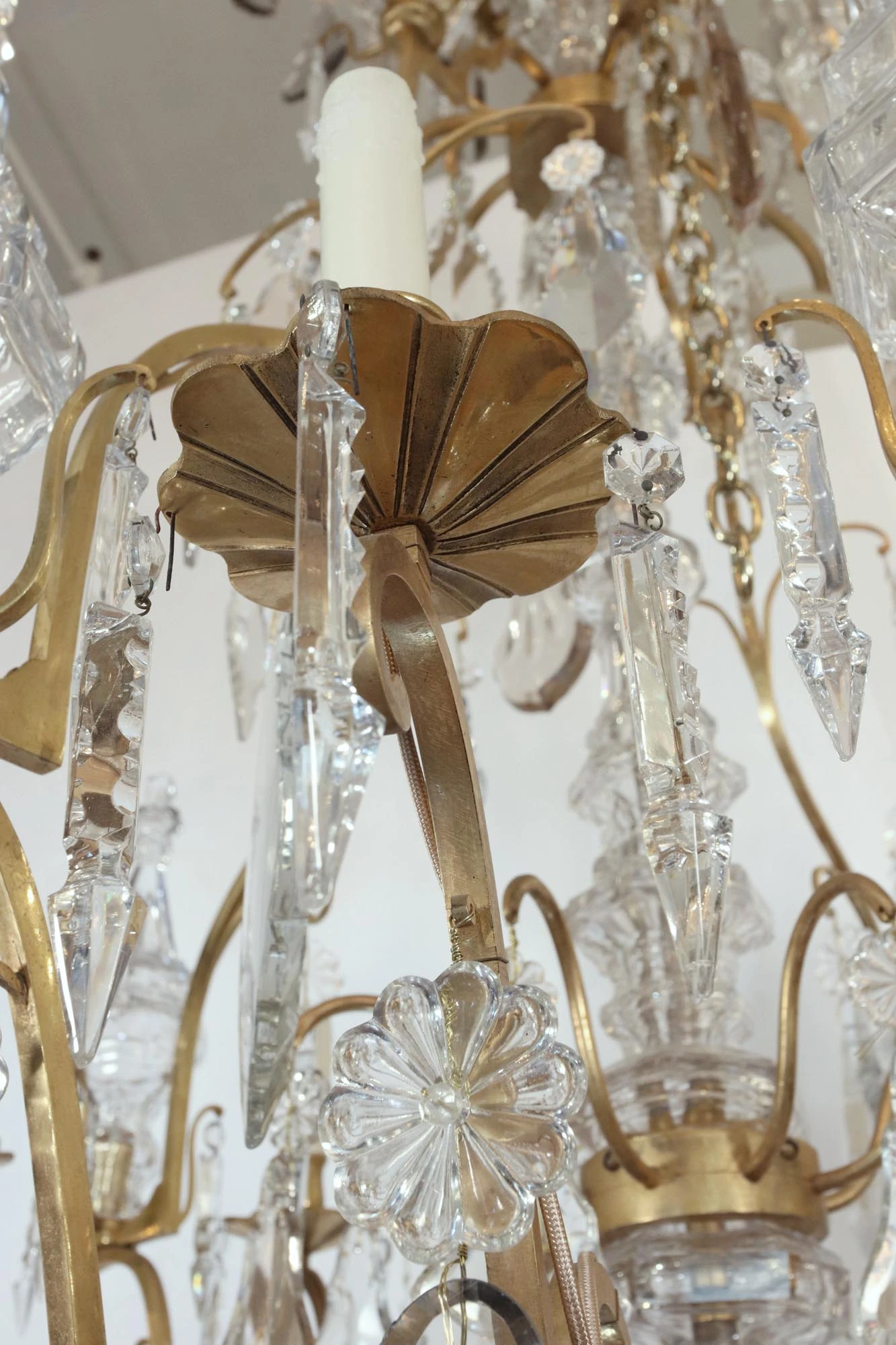 Antique French Louis XV Gilt Bronze & Crystal 20 Arm Cage Chandelier 10 Antique French Louis XV Gilt Bronze & Crystal 20 Arm Cage Chandelier - Image 8