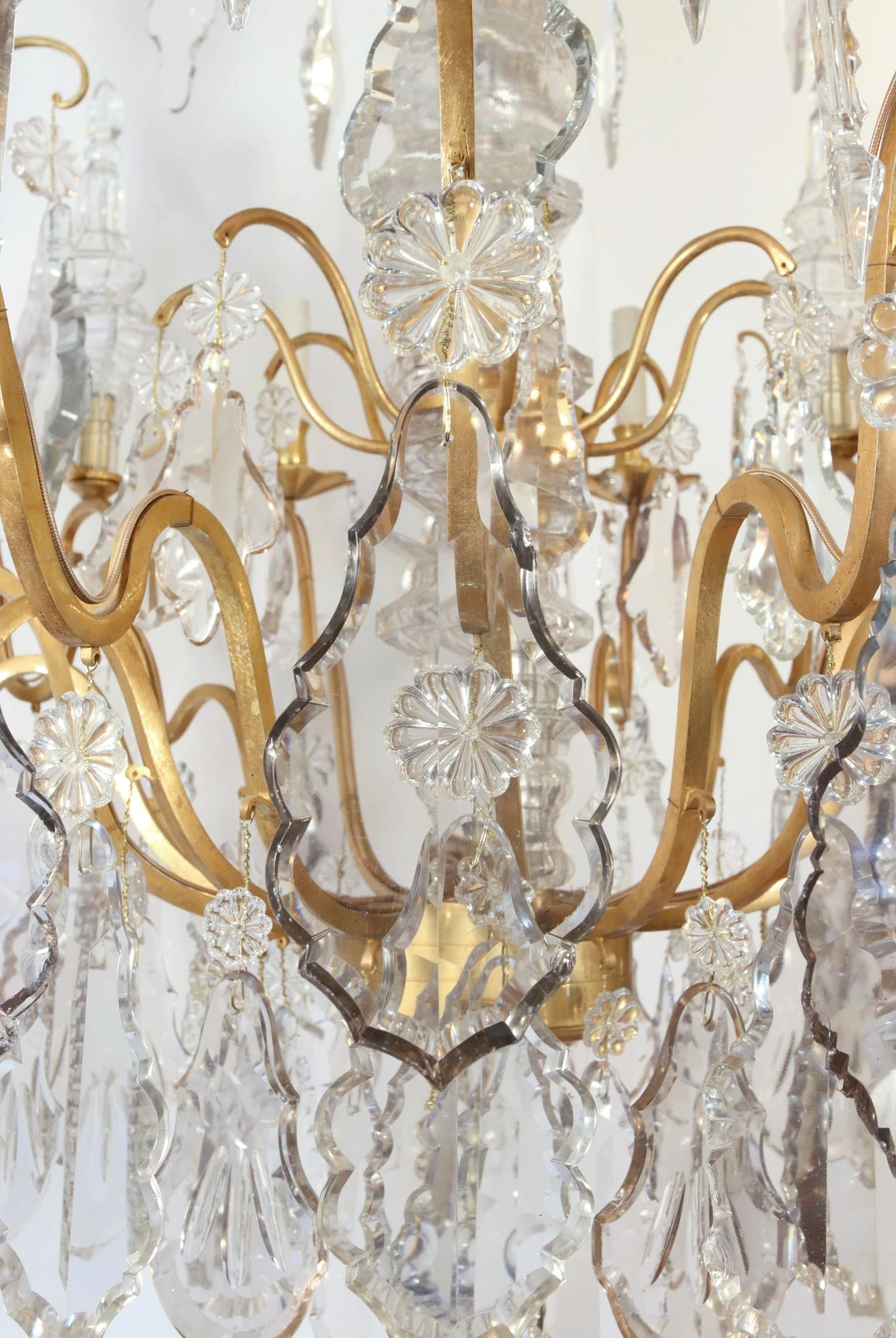 Antique French Louis XV Gilt Bronze & Crystal 20 Arm Cage Chandelier 13 Antique French Louis XV Gilt Bronze & Crystal 20 Arm Cage Chandelier - Image 11