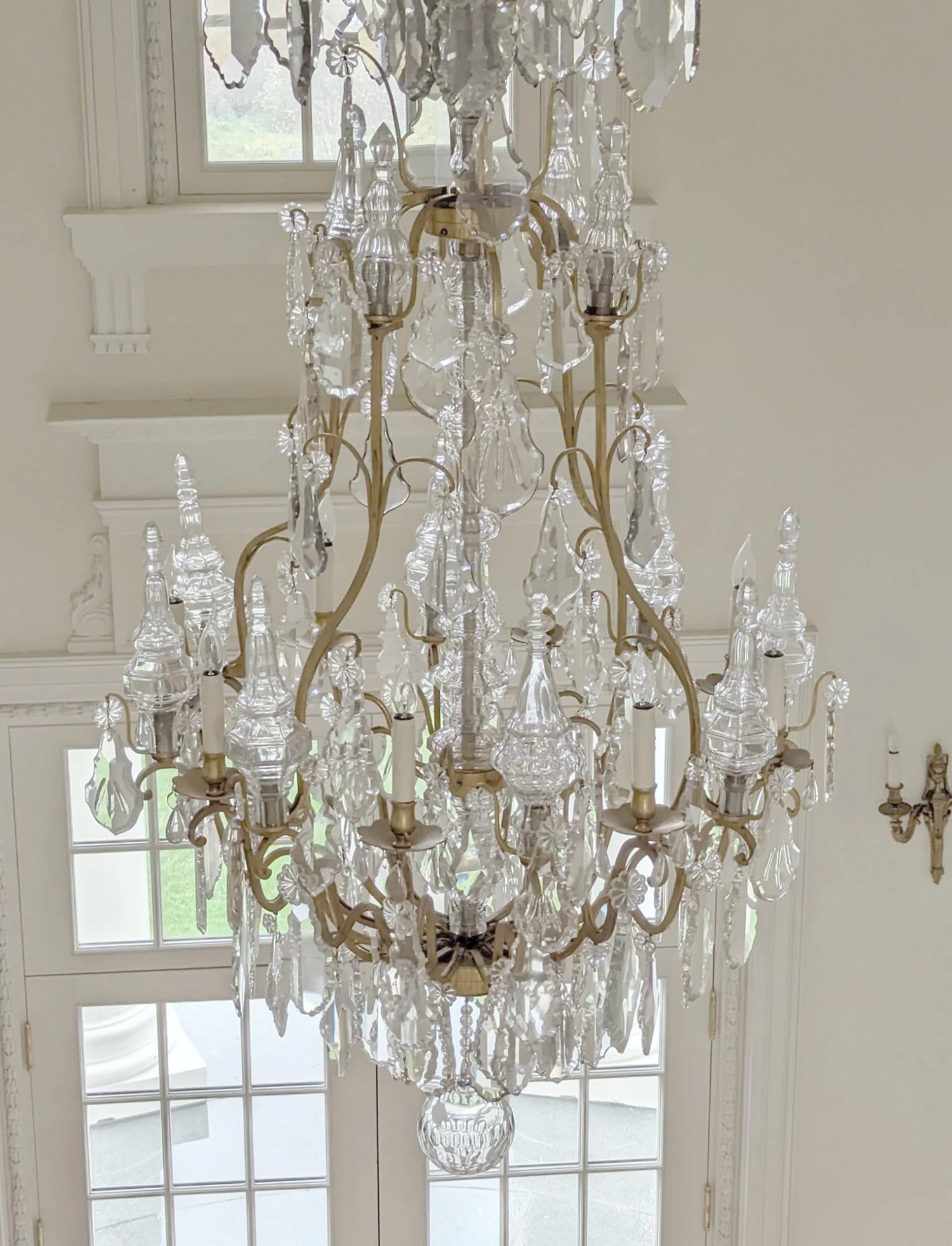 Antique French Louis XV Gilt Bronze & Crystal 20 Arm Cage Chandelier 17 Antique French Louis XV Gilt Bronze & Crystal 20 Arm Cage Chandelier - Image 15