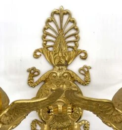 Pair Of French Empire Gilded Bronze Two Arm Swan Wall Sconces -OGT Sale Store q284356 07