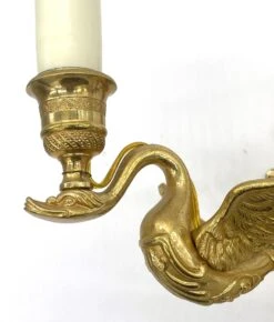 Pair Of French Empire Gilded Bronze Two Arm Swan Wall Sconces -OGT Sale Store q284356 10