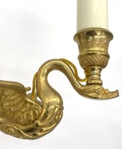 Pair Of French Empire Gilded Bronze Two Arm Swan Wall Sconces -OGT Sale Store q284356 11