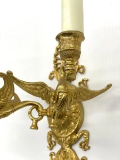 Pair Of French Empire Gilded Bronze Two Arm Swan Wall Sconces -OGT Sale Store q284356 12