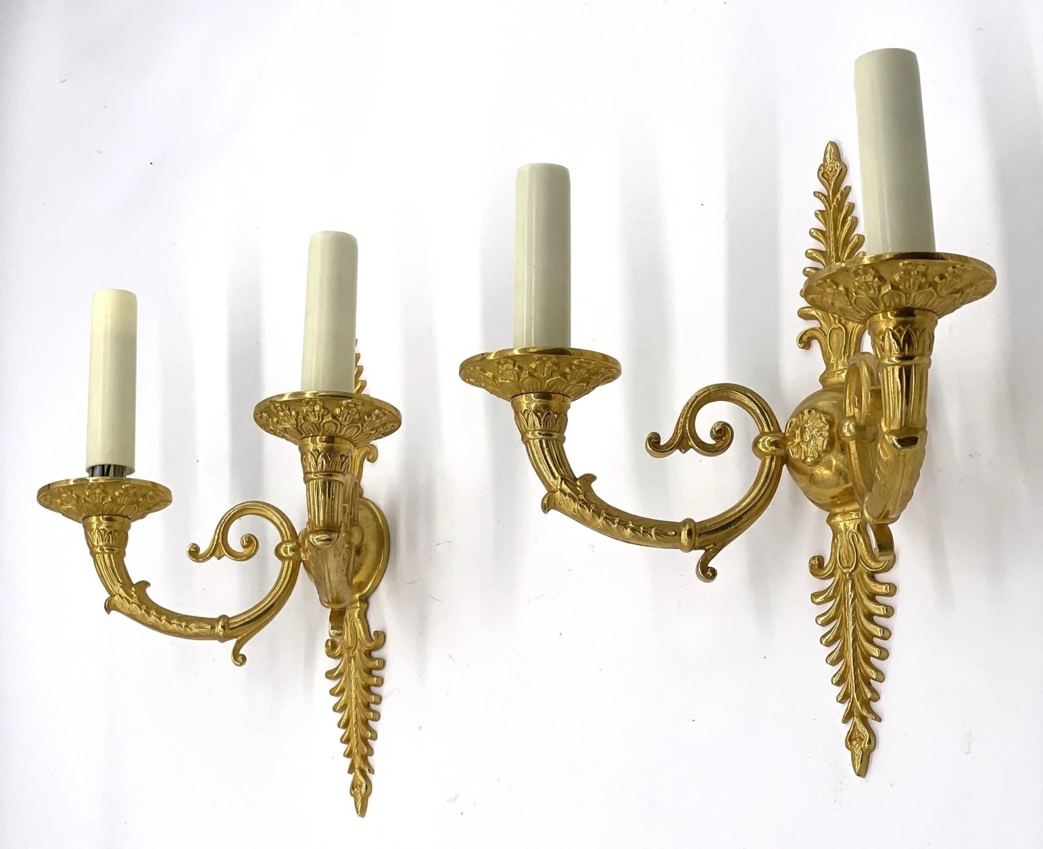 Pair Of Gilded French Bronze Fan Pattern 2 Arm Wall Sconces 9 Pair Of Gilded French Bronze Fan Pattern 2 Arm Wall Sconces - Image 7