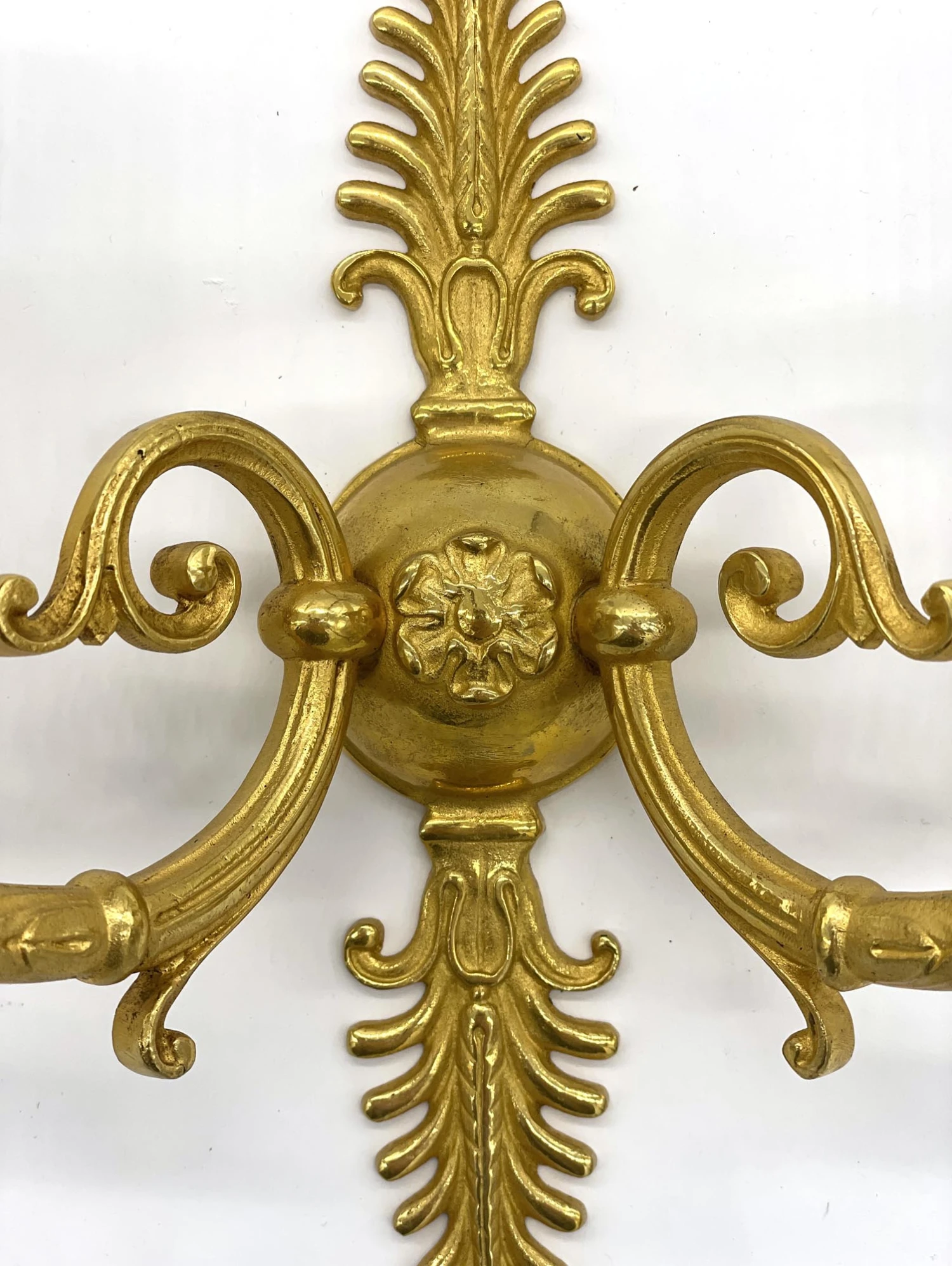 Pair Of Gilded French Bronze Fan Pattern 2 Arm Wall Sconces 14 Pair Of Gilded French Bronze Fan Pattern 2 Arm Wall Sconces - Image 12