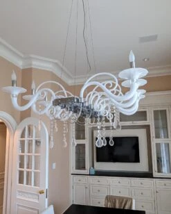 Mood Taif White Blown Glass & Crystal Chandelier By Franco Raggi 16 Mood Taif White Blown Glass & Crystal Chandelier By Franco Raggi -OGT Sale Store q284375 05