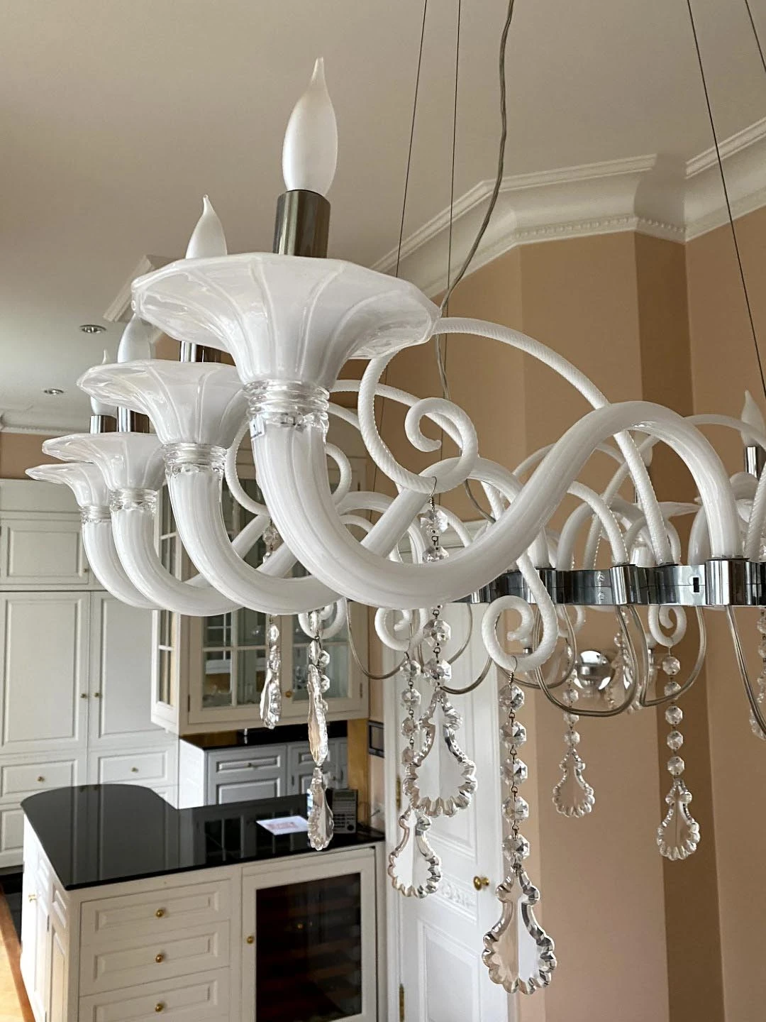 Mood Taif White Blown Glass & Crystal Chandelier By Franco Raggi 9 Mood Taif White Blown Glass & Crystal Chandelier By Franco Raggi - Image 7