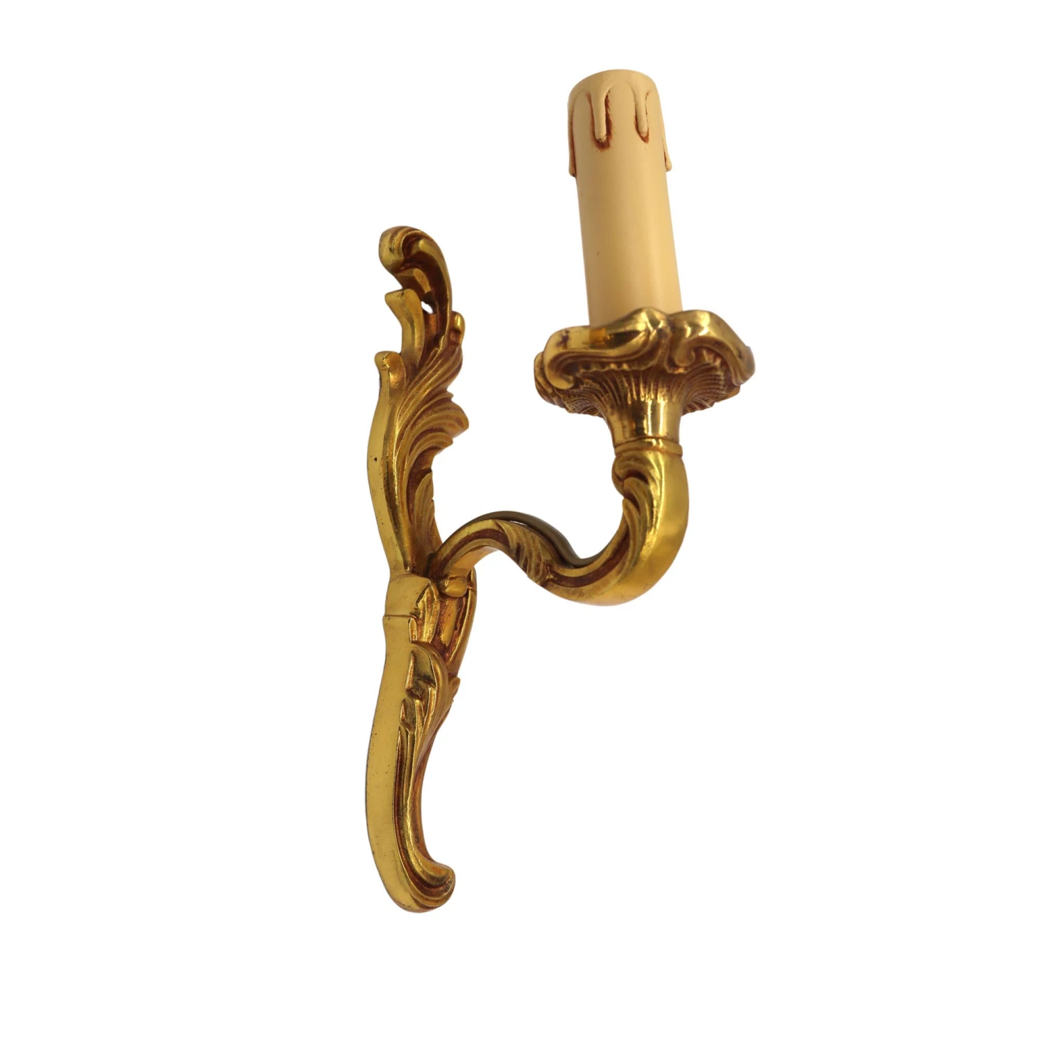 Pair Of French Gilded Bronze Single Arm Wall Sconces 6 Pair Of French Gilded Bronze Single Arm Wall Sconces - Image 4