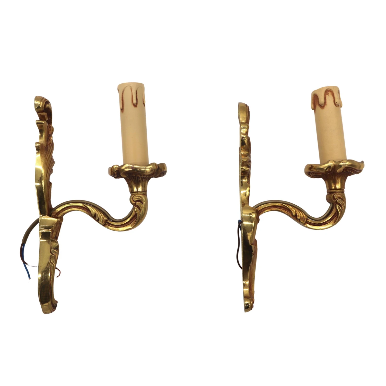 Pair Of French Gilded Bronze Single Arm Wall Sconces 7 Pair Of French Gilded Bronze Single Arm Wall Sconces - Image 5