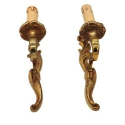 Pair Of French Gilded Bronze Single Arm Wall Sconces 16 Pair Of French Gilded Bronze Single Arm Wall Sconces -OGT Sale Store q284387 06