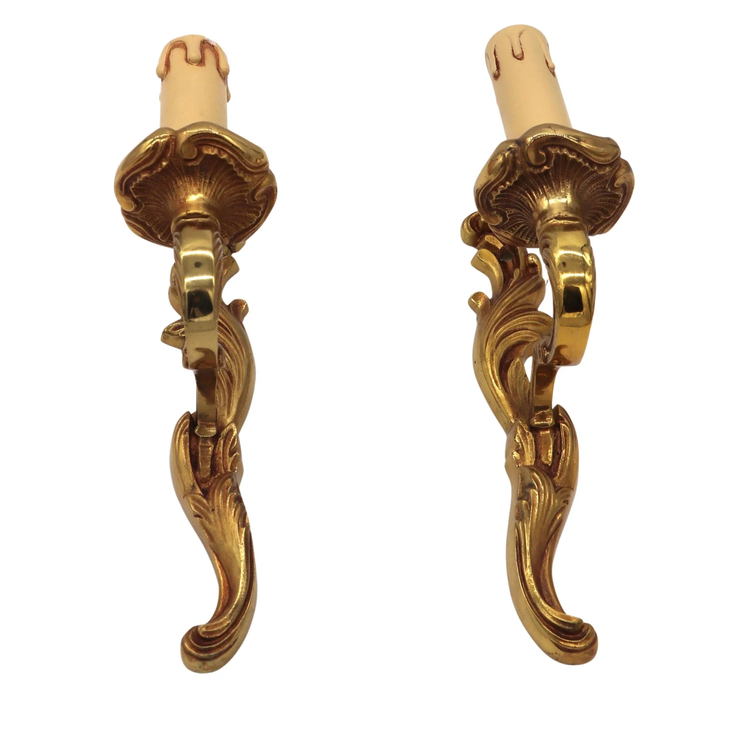 Pair Of French Gilded Bronze Single Arm Wall Sconces 8 Pair Of French Gilded Bronze Single Arm Wall Sconces - Image 6