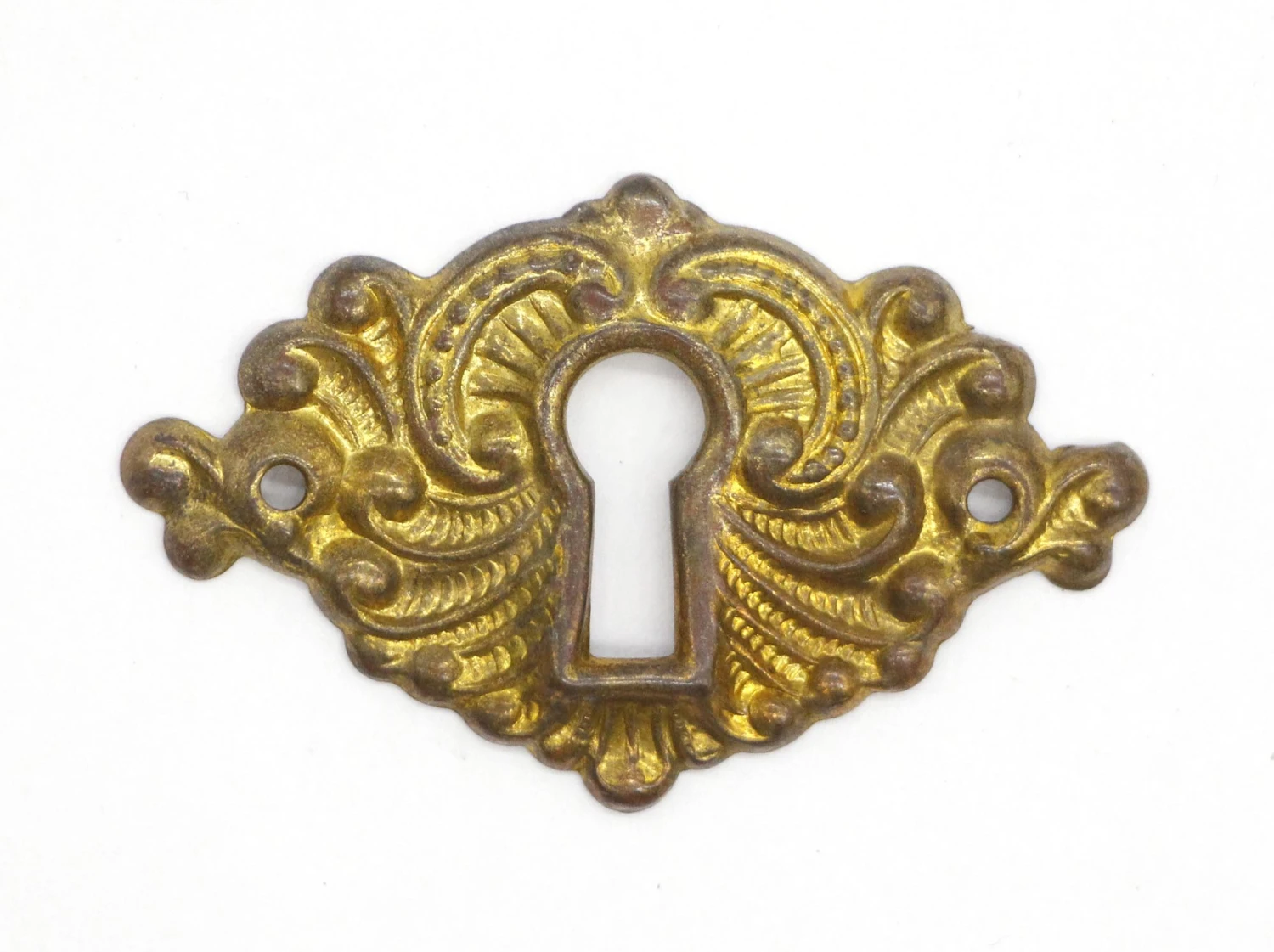 Set Of 10 Ornate Pressed Brass Keyhole Covers 7 Set Of 10 Ornate Pressed Brass Keyhole Covers - Image 5
