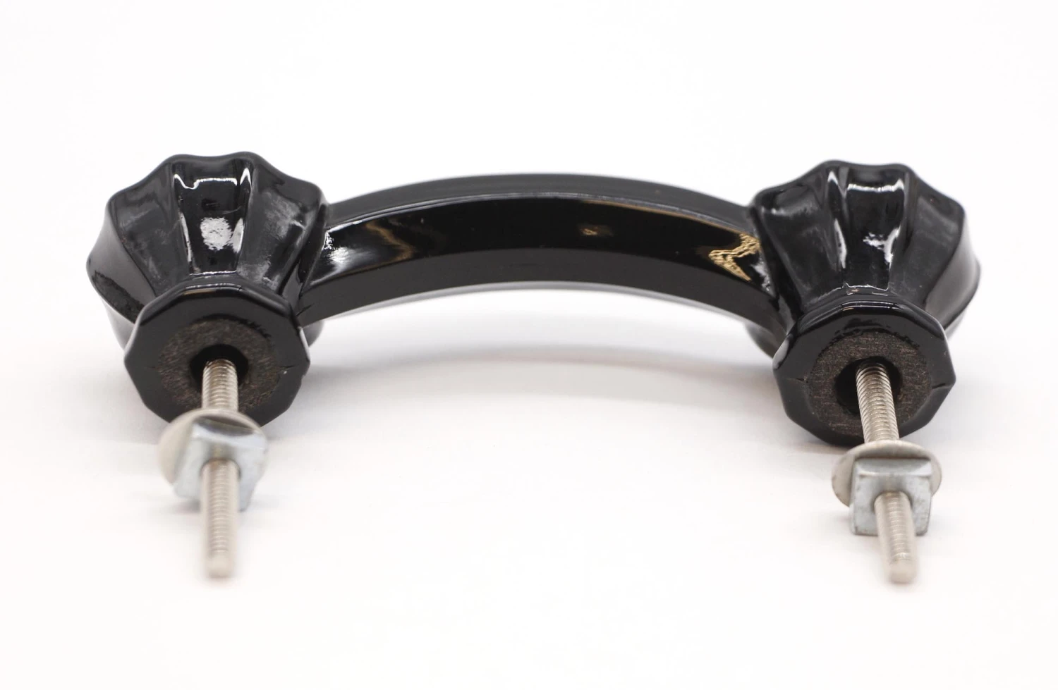 Vintage 4.125 In. Black Glass Fluted End Bridge Drawer Pull 6 Vintage 4.125 In. Black Glass Fluted End Bridge Drawer Pull - Image 4