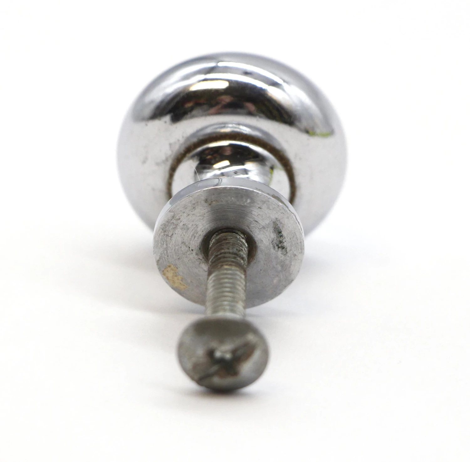 Vintage 1 In. Plain Round Chromed Brass Drawer Cabinet Knob 6 Vintage 1 In. Plain Round Chromed Brass Drawer Cabinet Knob - Image 4