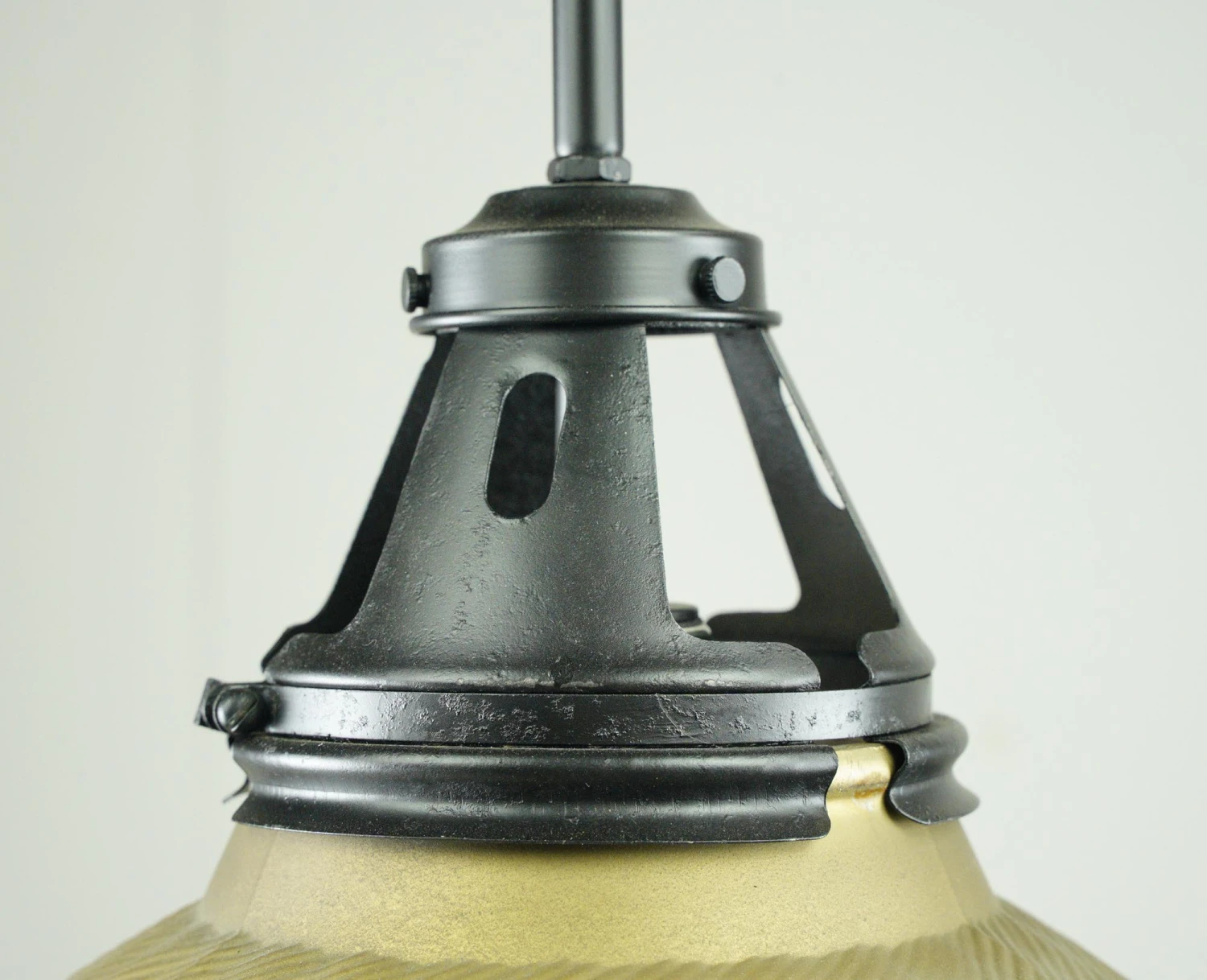 Vintage Ribbed Tan Mercury Glass Steel Pole Pendant Light 8 Vintage Ribbed Tan Mercury Glass Steel Pole Pendant Light - Image 6