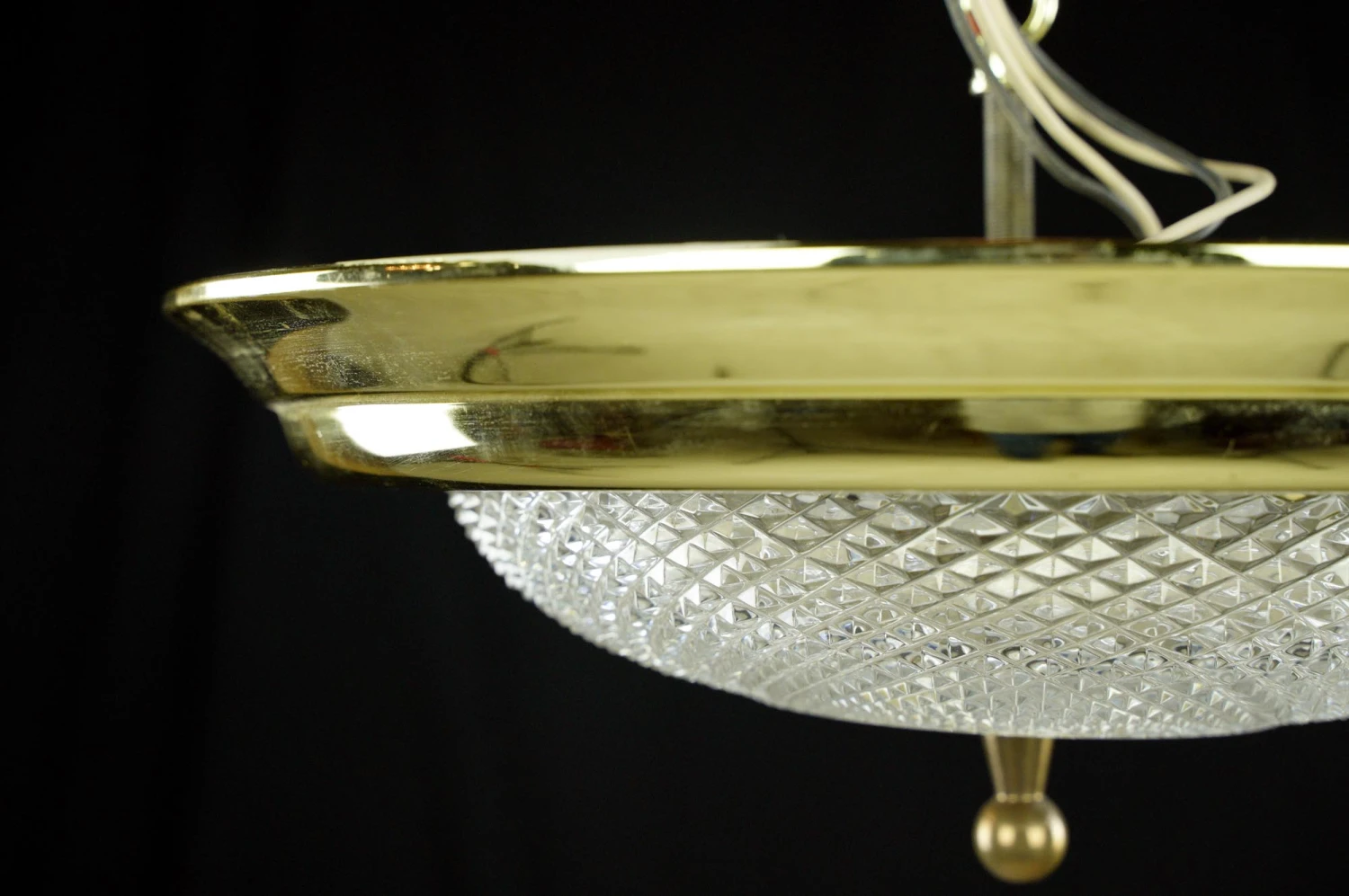 The Plaza Hotel Faceted Clear Glass Brass Rim Flush Mount Ceiling Light 6 The Plaza Hotel Faceted Clear Glass Brass Rim Flush Mount Ceiling Light - Image 4