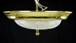 The Plaza Hotel Faceted Clear Glass Brass Rim Flush Mount Ceiling Light 13 The Plaza Hotel Faceted Clear Glass Brass Rim Flush Mount Ceiling Light -OGT Sale Store q284555 05