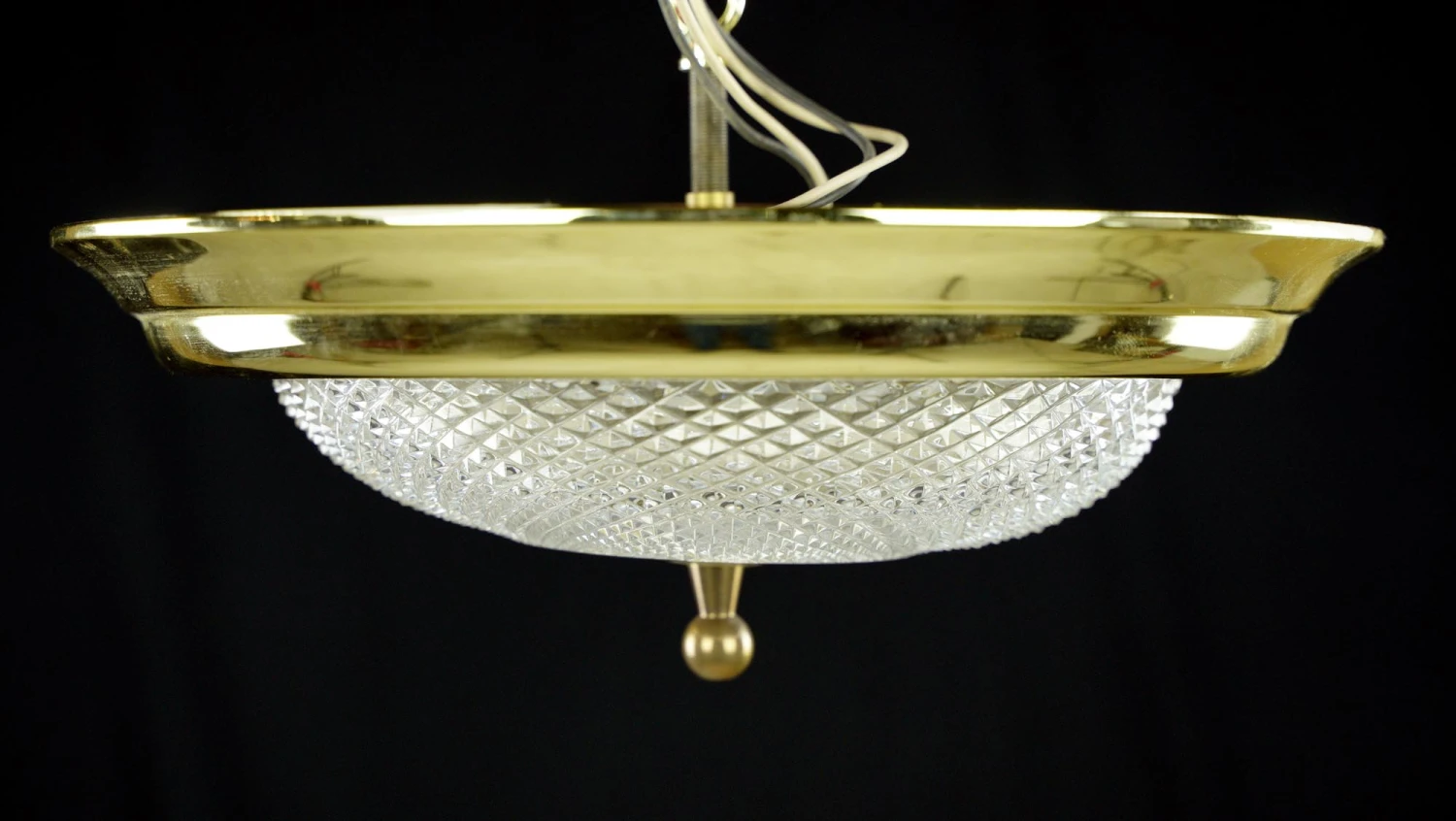 The Plaza Hotel Faceted Clear Glass Brass Rim Flush Mount Ceiling Light 7 The Plaza Hotel Faceted Clear Glass Brass Rim Flush Mount Ceiling Light - Image 5