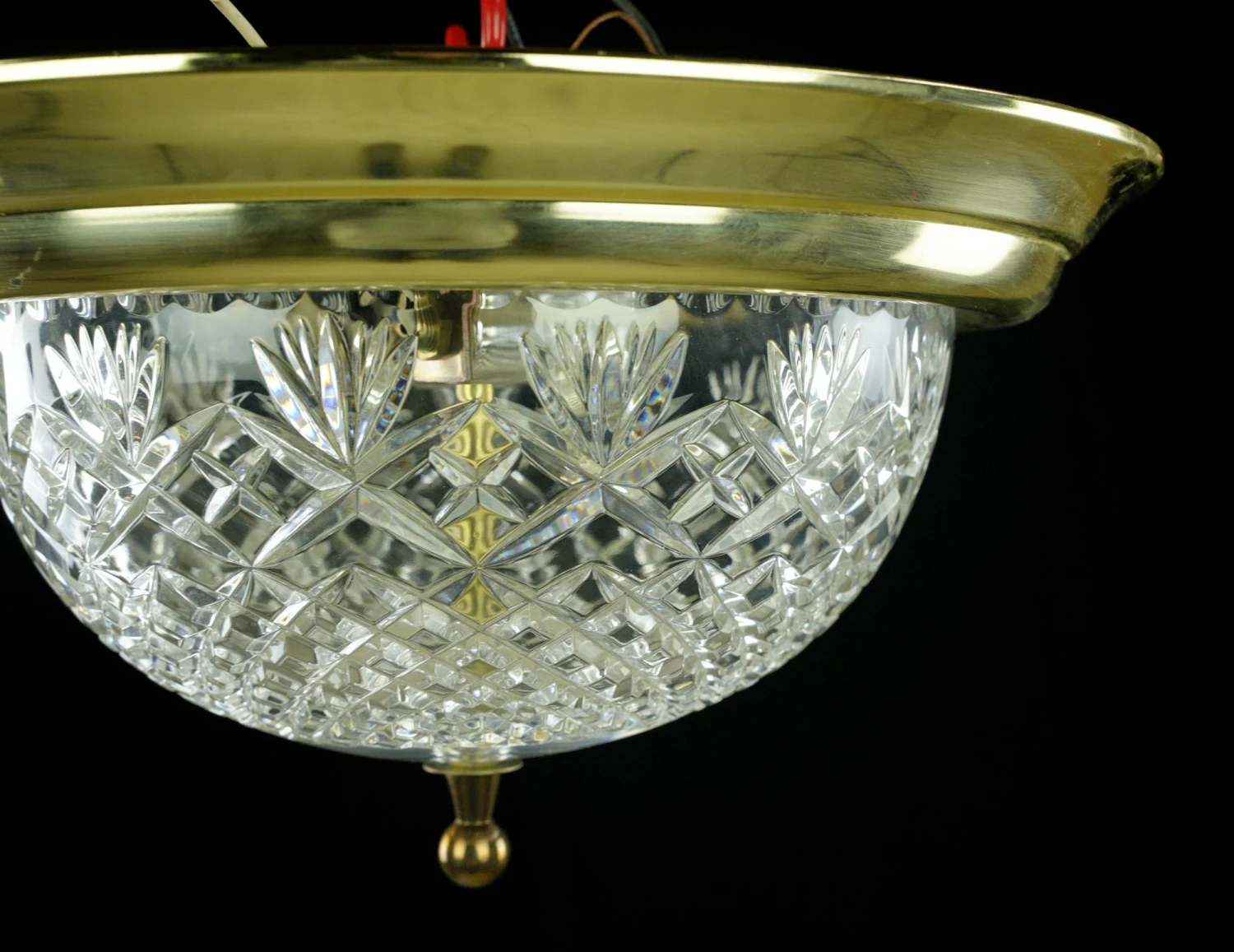 The Plaza Hotel Clear Cut Glass Brass Rim Flush Mount Ceiling Light 7 The Plaza Hotel Clear Cut Glass Brass Rim Flush Mount Ceiling Light - Image 5