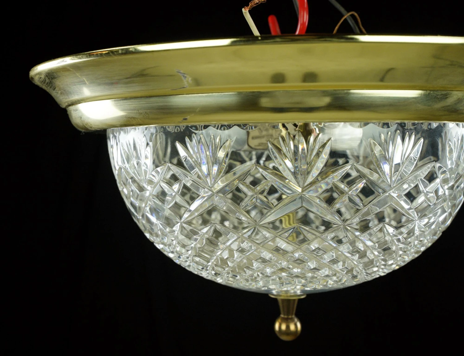 The Plaza Hotel Clear Cut Glass Brass Rim Flush Mount Ceiling Light 8 The Plaza Hotel Clear Cut Glass Brass Rim Flush Mount Ceiling Light - Image 6