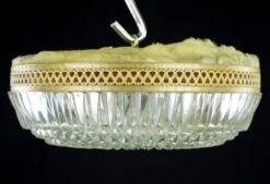 The Plaza Hotel Clear Faceted Glass Lattice Brass Rim Flush Mount Light -OGT Sale Store q284560 05