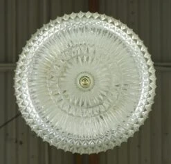 The Plaza Hotel Clear Faceted Glass Lattice Brass Rim Flush Mount Light -OGT Sale Store q284560 08