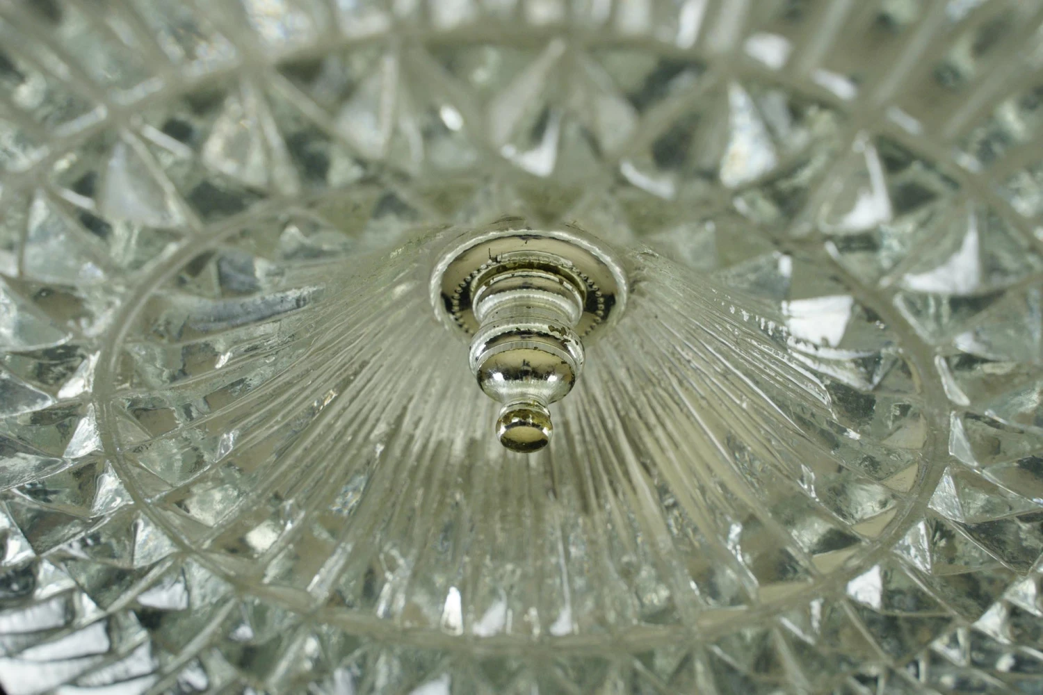 The Plaza Hotel Faceted Glass Lattice Brass Rim Flush Mount Light 8 The Plaza Hotel Faceted Glass Lattice Brass Rim Flush Mount Light - Image 6