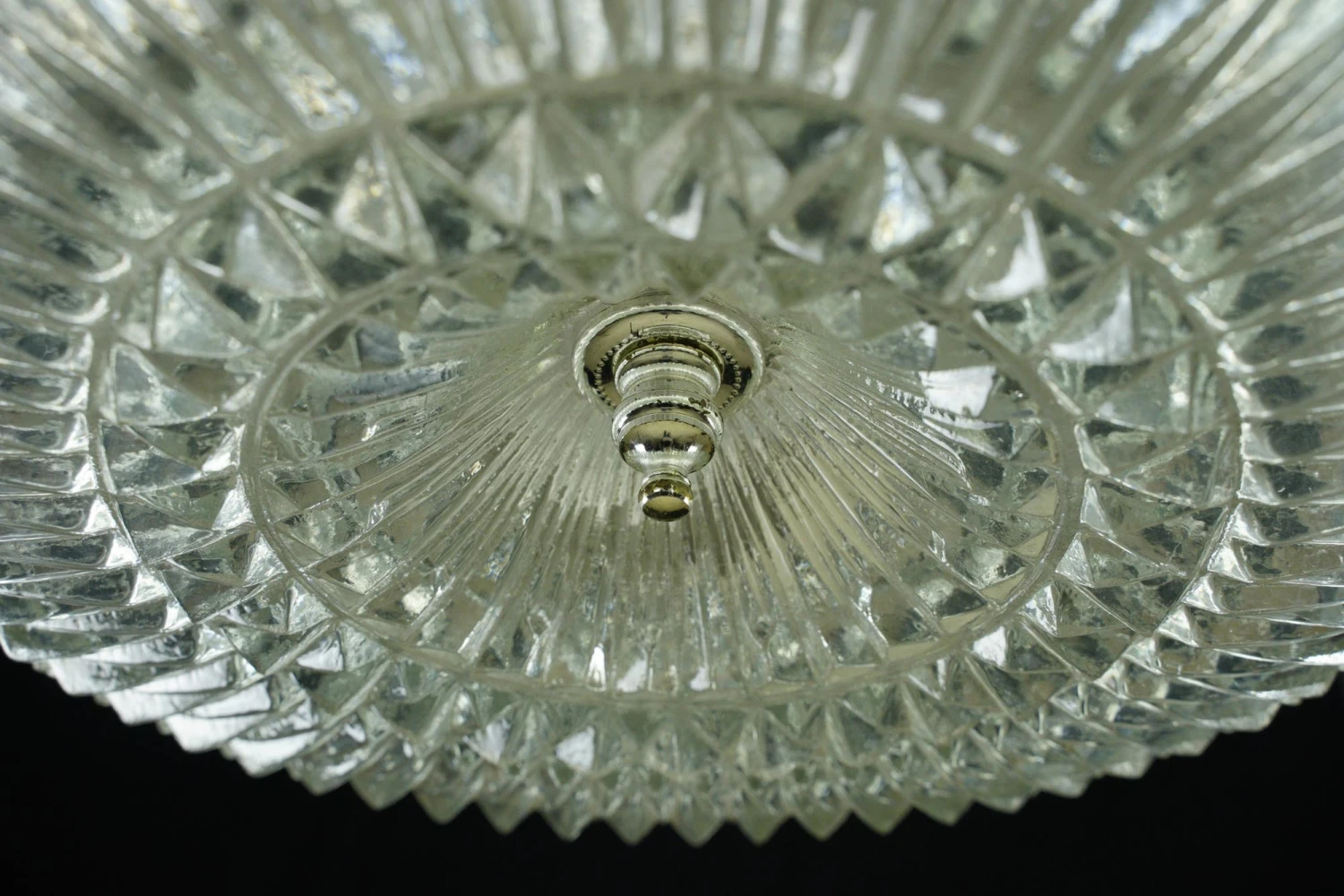 The Plaza Hotel Faceted Glass Lattice Brass Rim Flush Mount Light 9 The Plaza Hotel Faceted Glass Lattice Brass Rim Flush Mount Light - Image 7