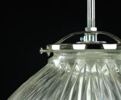 Industrial 13.5 In. Glass Holophane Nickel Pole Pendant Light 17 Industrial 13.5 In. Glass Holophane Nickel Pole Pendant Light -OGT Sale Store q284563 06
