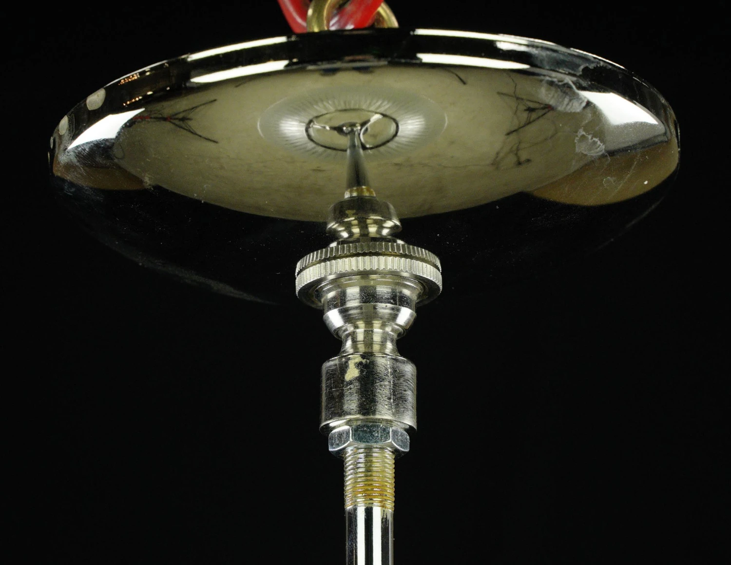 Industrial 13.5 In. Glass Holophane Nickel Pole Pendant Light 11 Industrial 13.5 In. Glass Holophane Nickel Pole Pendant Light - Image 9