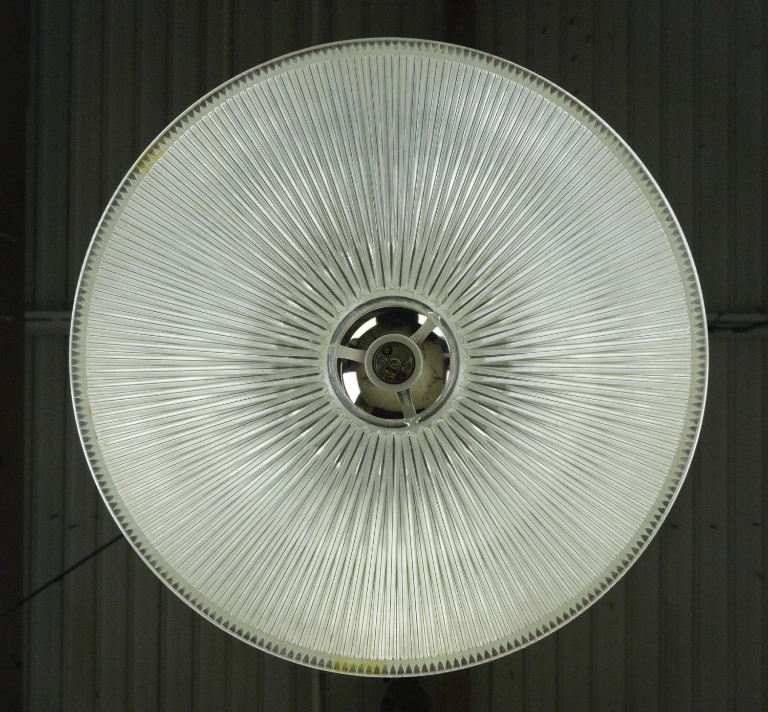 Industrial 13.5 In. Glass Holophane Nickel Pole Pendant Light 12 Industrial 13.5 In. Glass Holophane Nickel Pole Pendant Light - Image 10