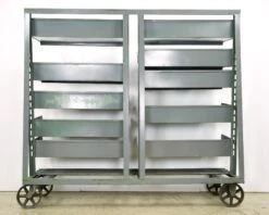 Industrial Gray Steel Double Adjustable Tray Rolling Cart 23 Industrial Gray Steel Double Adjustable Tray Rolling Cart -OGT Sale Store q284576 10