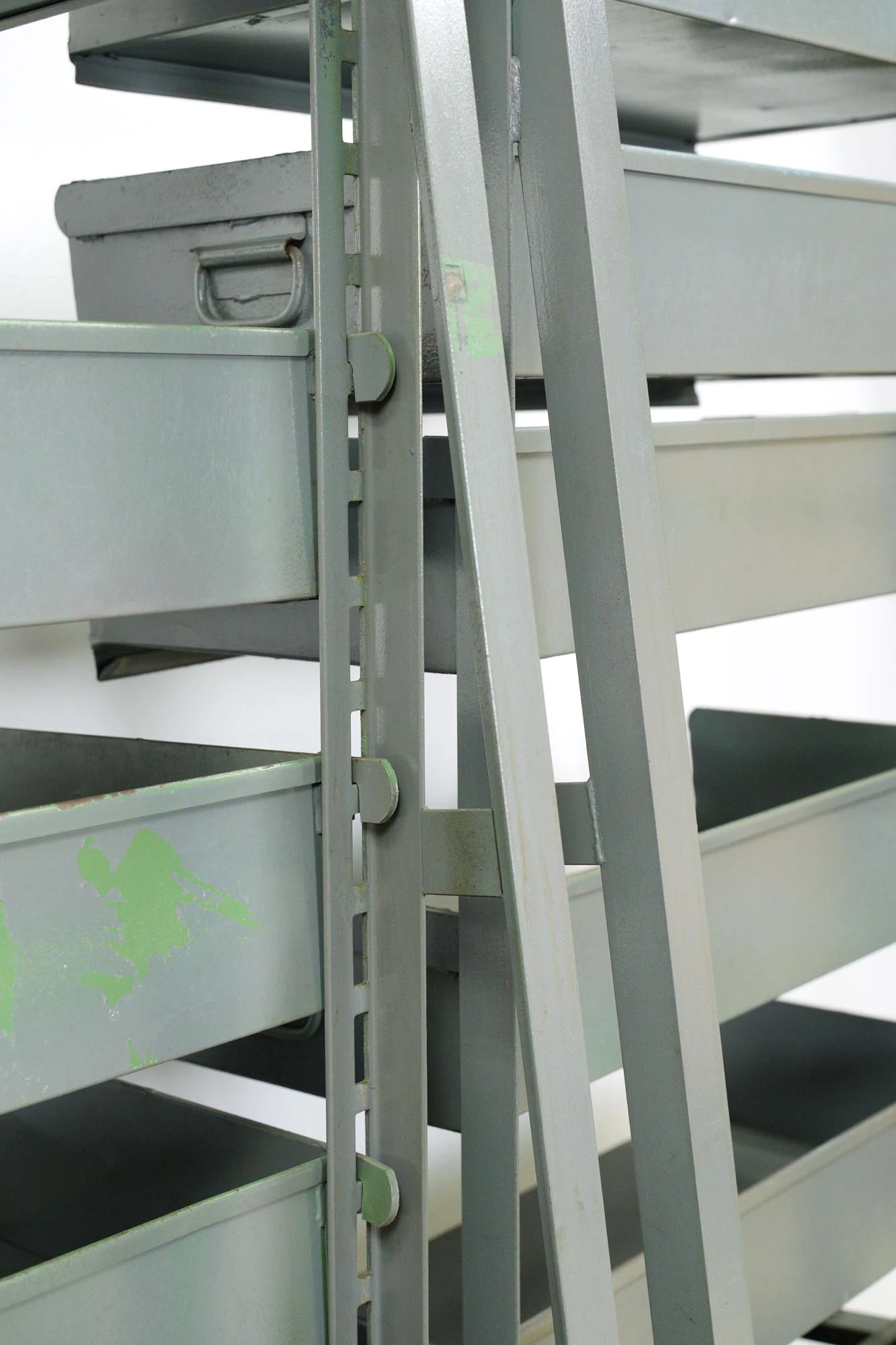 Industrial Gray Steel Double Adjustable Tray Rolling Cart 13 Industrial Gray Steel Double Adjustable Tray Rolling Cart - Image 11