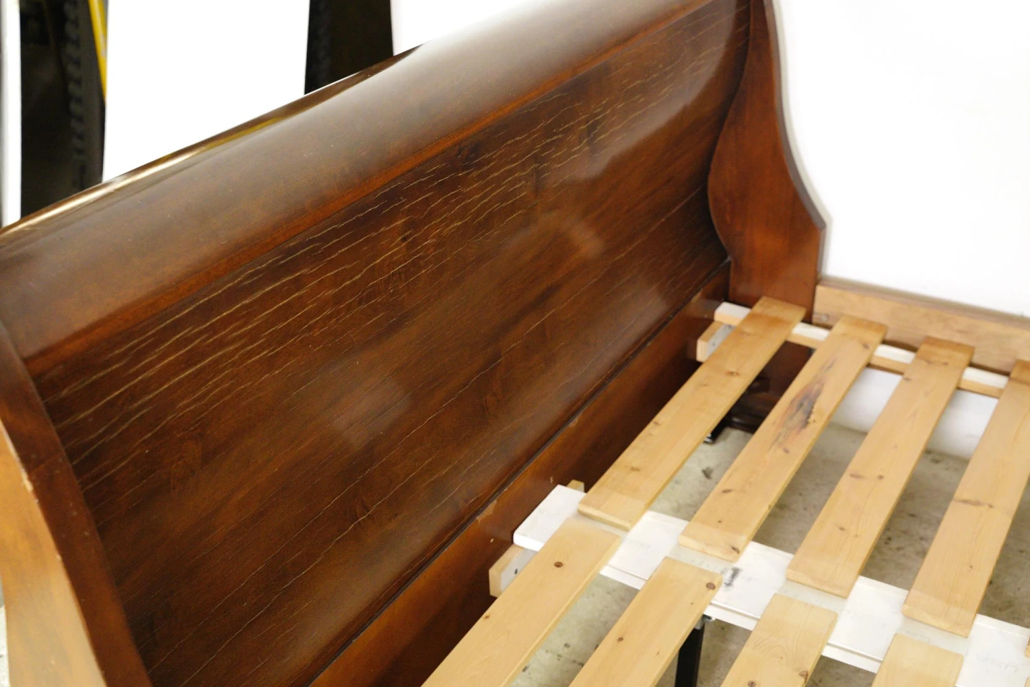 Dark Wood Tone Queen Sleigh Bed Frame 7 Dark Wood Tone Queen Sleigh Bed Frame - Image 5