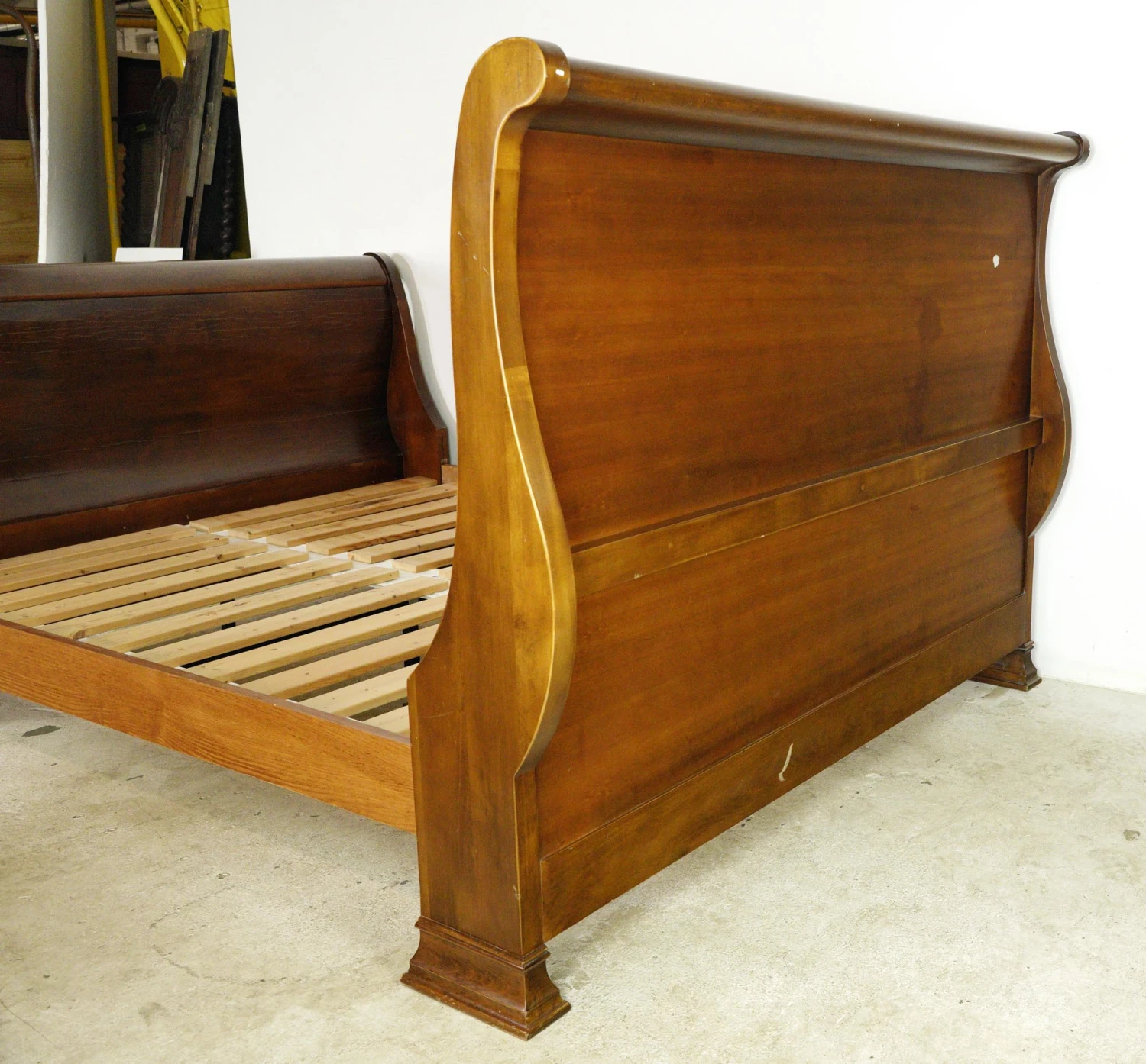 Dark Wood Tone Queen Sleigh Bed Frame 8 Dark Wood Tone Queen Sleigh Bed Frame - Image 6
