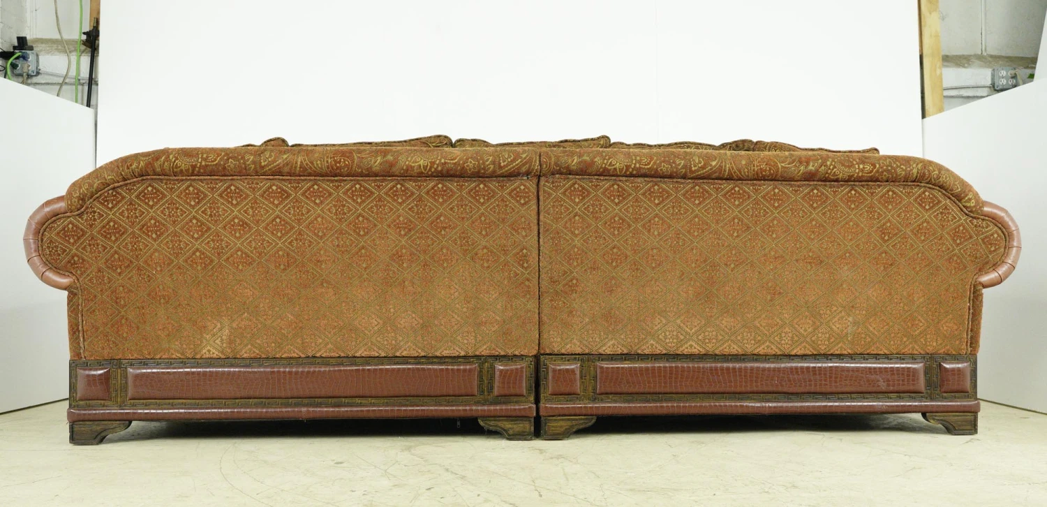 Traditional Red Leather Brown & Gold Living Room Seating Set 7 Traditional Red Leather Brown & Gold Living Room Seating Set - Image 5