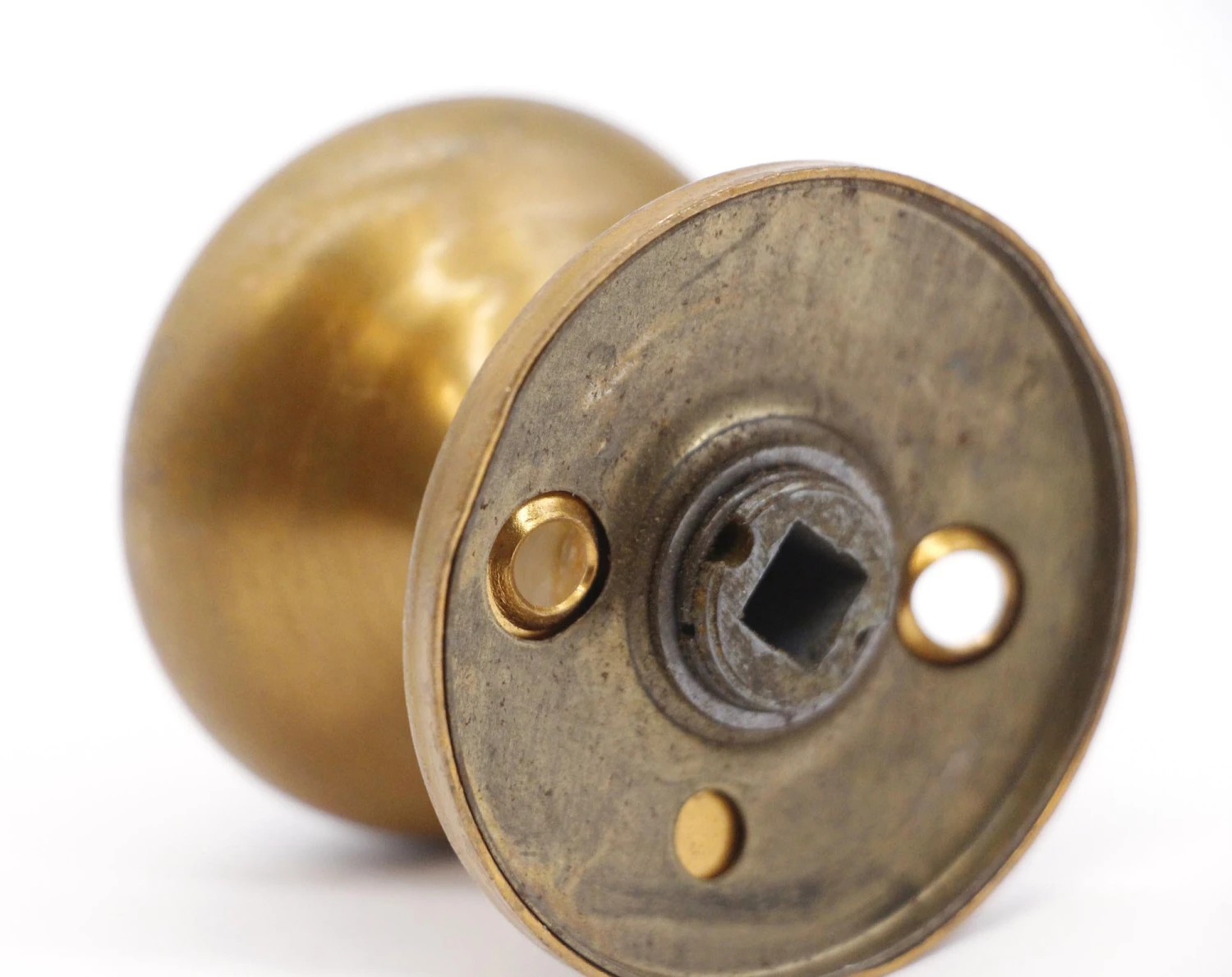 Vintage 1.875 In. Brushed Brass Dummy Door Knob With Rosette 8 Vintage 1.875 In. Brushed Brass Dummy Door Knob With Rosette - Image 6