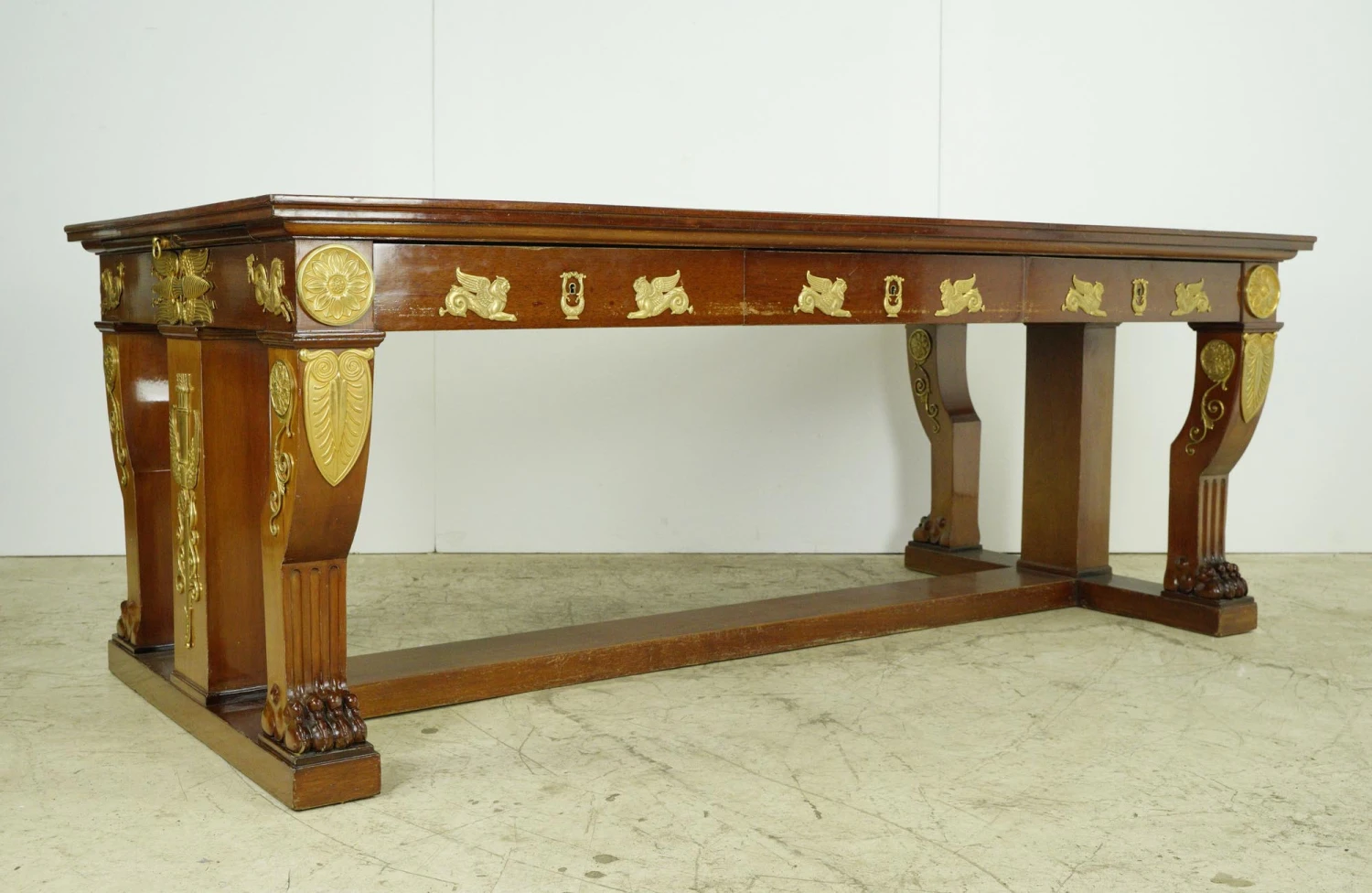 Antique French Empire Mahogany Gilt Bronze Gentleman’s Desk 16 Antique French Empire Mahogany Gilt Bronze Gentleman’s Desk - Image 14