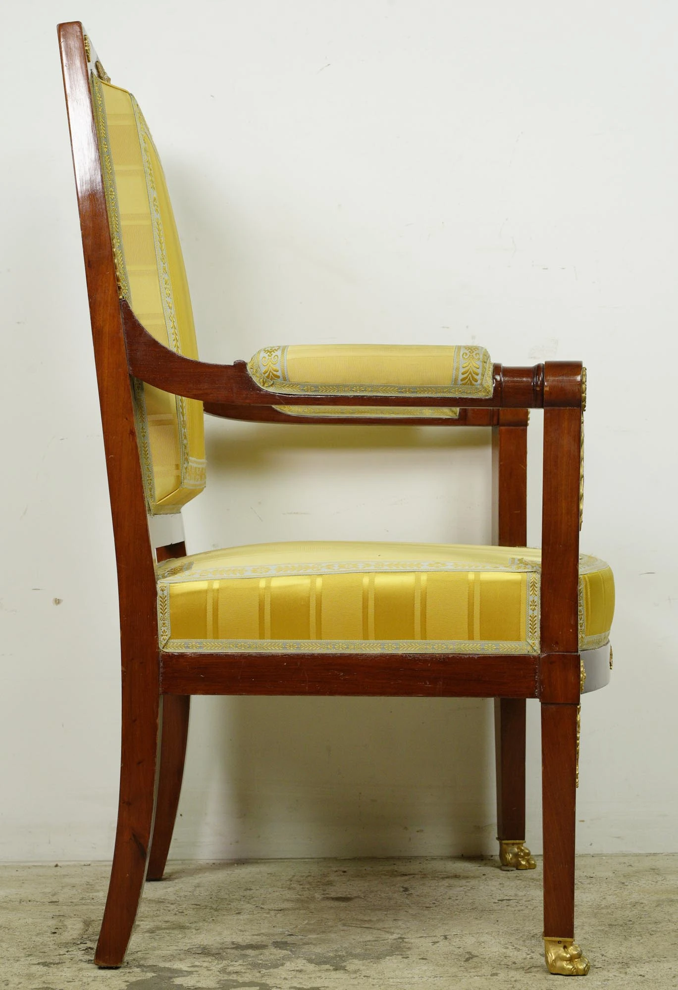 Antique French Empire Figural Gilt Brass Mahogany Armchair 13 Antique French Empire Figural Gilt Brass Mahogany Armchair - Image 11