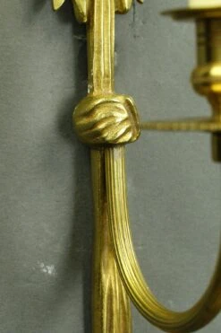 Pair Of Vintage 1 Arm Brass Ribbon Tassel Wall Sconces 17 Pair Of Vintage 1 Arm Brass Ribbon Tassel Wall Sconces -OGT Sale Store q284792 06