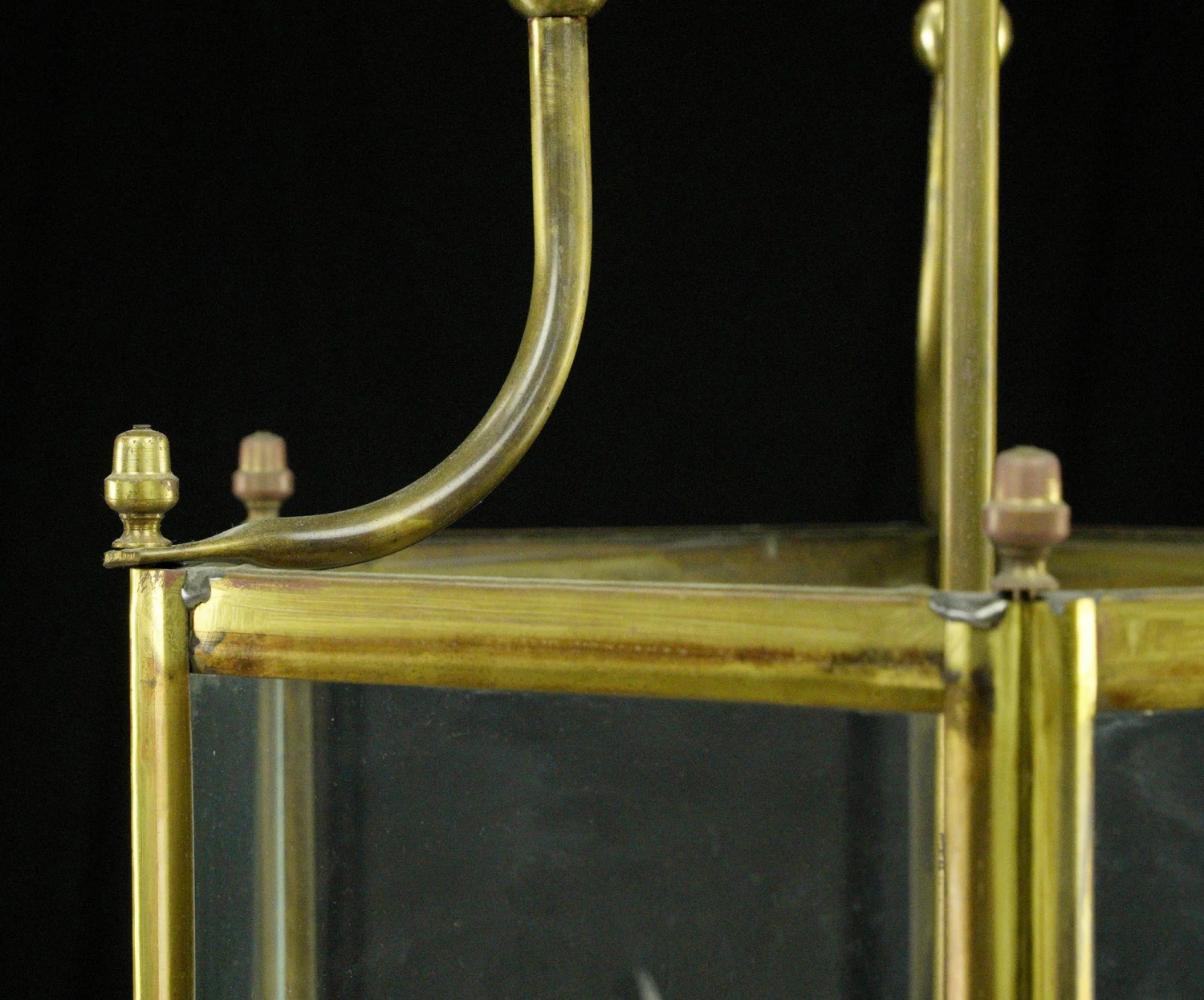 Traditional 3 Arm Brass & Glass Hexagonal Lantern Pendant Light 8 Traditional 3 Arm Brass & Glass Hexagonal Lantern Pendant Light - Image 6