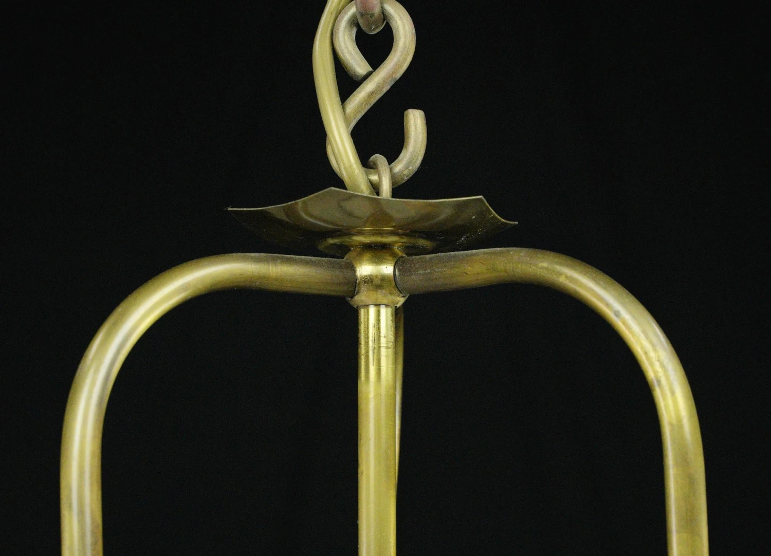 Traditional 3 Arm Brass & Glass Hexagonal Lantern Pendant Light 9 Traditional 3 Arm Brass & Glass Hexagonal Lantern Pendant Light - Image 7