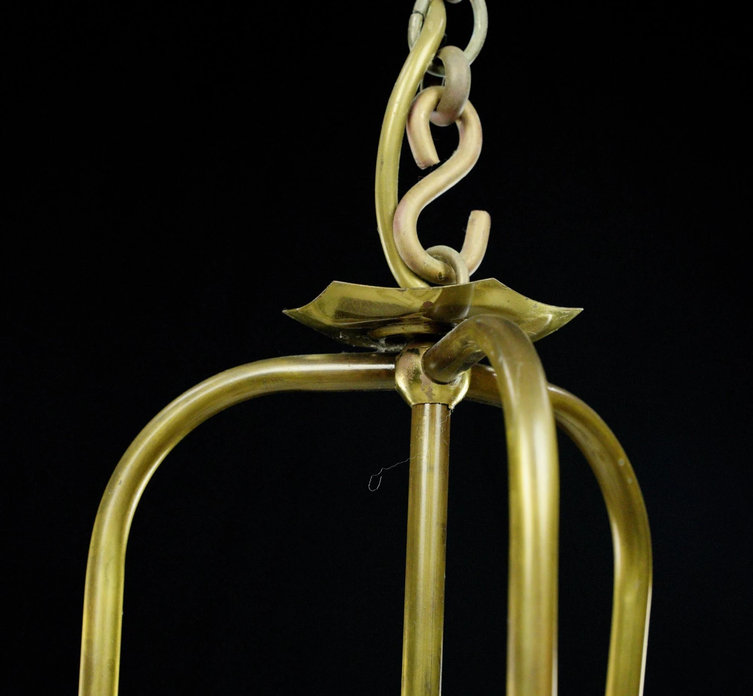 Traditional 3 Light Brass & Glass Hexagonal Lantern Pendant Light 8 Traditional 3 Light Brass & Glass Hexagonal Lantern Pendant Light - Image 6