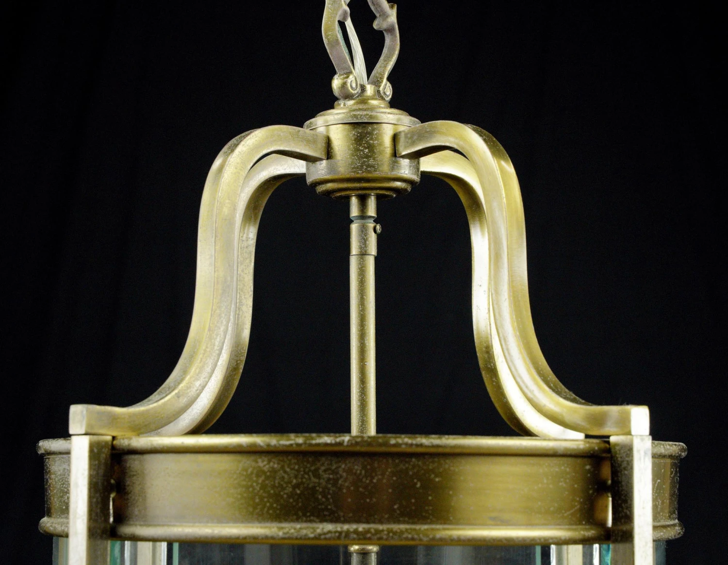 French Brass & Glass 4 Light Round Lantern Pendant Light 6 French Brass & Glass 4 Light Round Lantern Pendant Light - Image 4