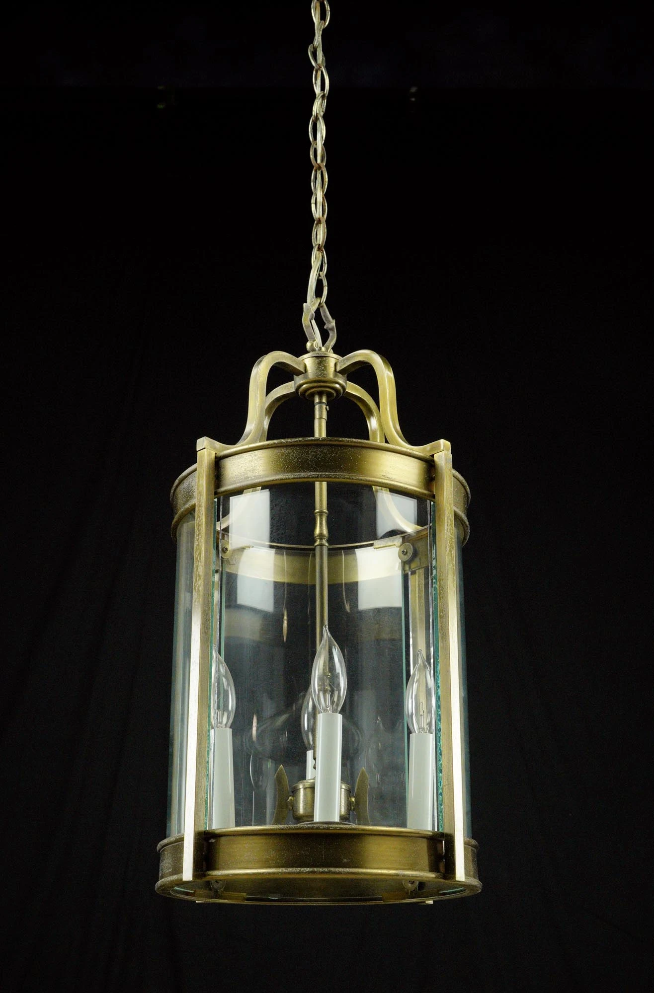 French Brass & Glass 4 Light Round Lantern Pendant Light 12 French Brass & Glass 4 Light Round Lantern Pendant Light - Image 10